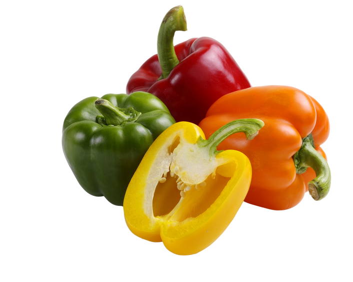 colorful bell peppers on a black background