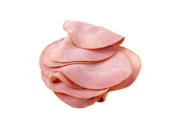 sliced ham on a black background
