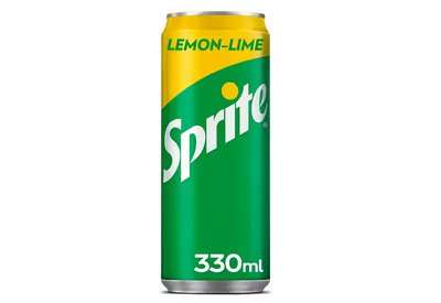 a can of sprite on a black background