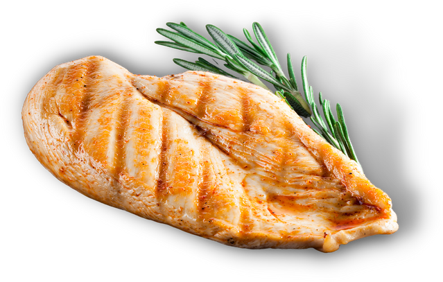 grilled chicken breast with rosemary on a black background