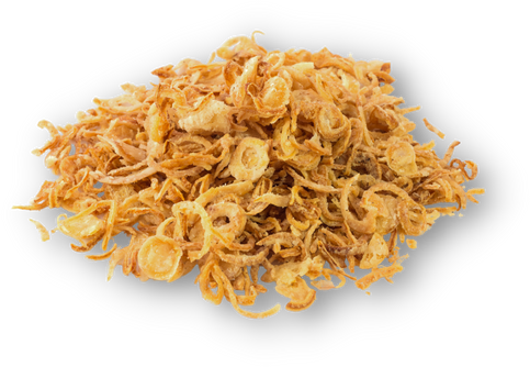 a pile of fried onions on a black background